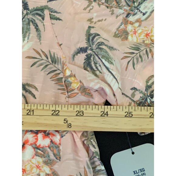 George Hawaiian Aloha Shirt Tropical Flowers and Toucans Pink XL - Picture 6 of 9